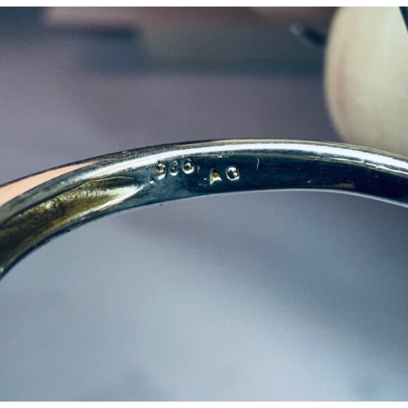 Estate 925 Sterling Silver Triple Green Gemstone Ring Size 6.5 Vintage Jewelry - Picture 11 of 11